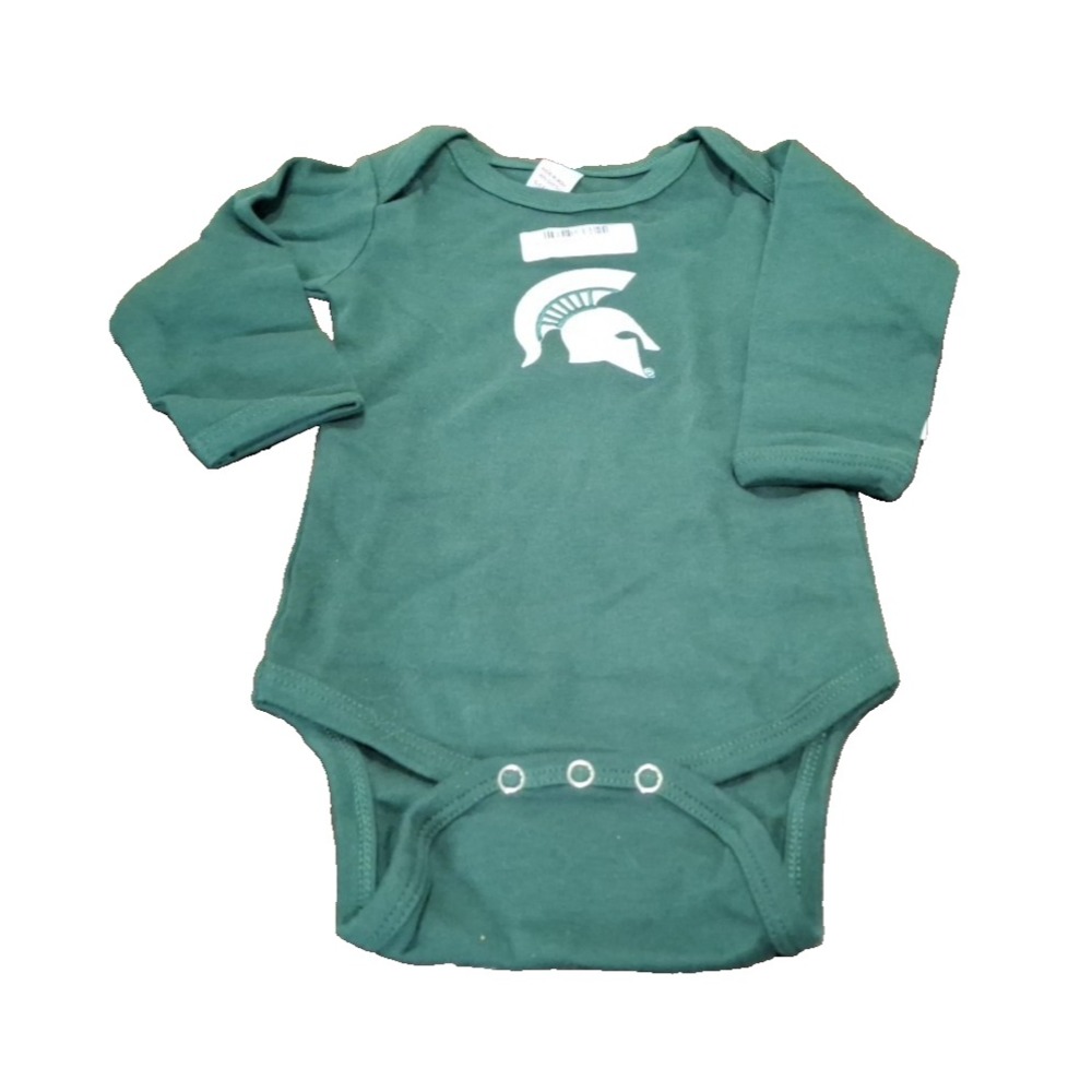 Michigan State Spartans Long Sleeve Bodysuit Green Infant 6-12M MSU NCAA